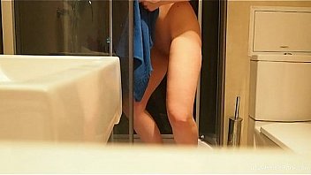 Horny brunette masturbating in the bathroom