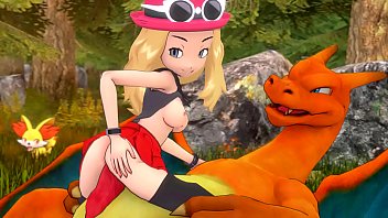 Serena catching a wild Charizard