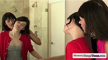 Busty milf deepthroats teens cock in threeway