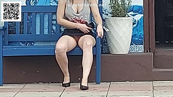 hidden camera, sitting without panties on a sidewalk