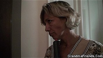 Threesome with granny and boys teen