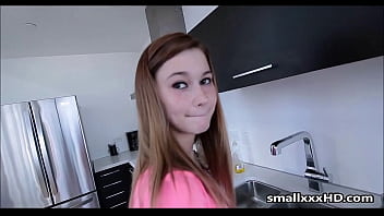 Skinny Teen Fucks Boyfriend in Kitchen - See her @ smallxxxHD.com